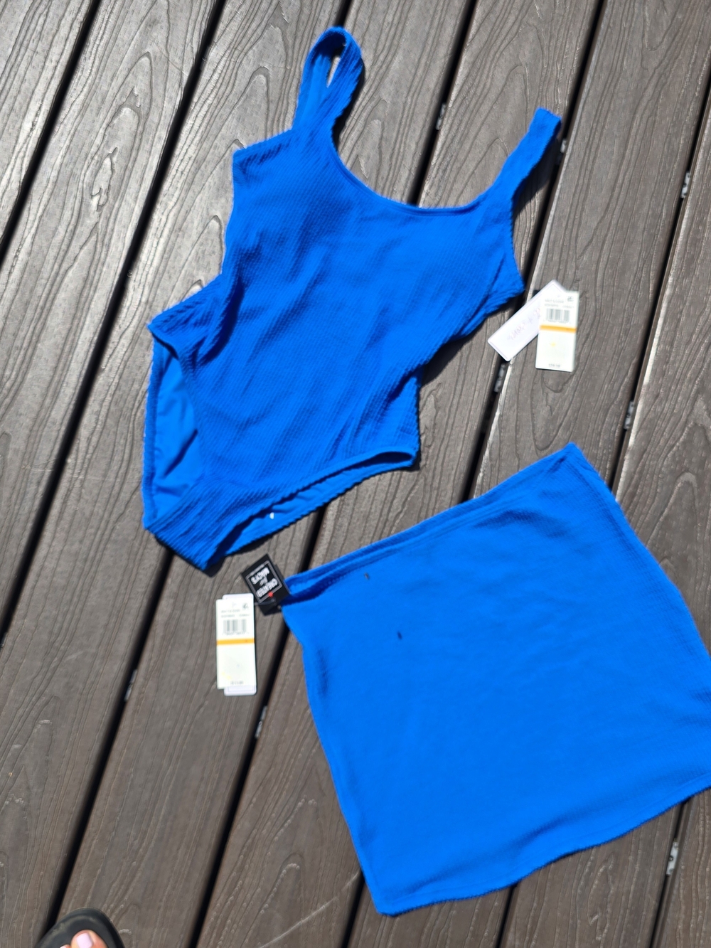 Salt + Cove Cobalt Textured Swim Top with Matching Skirt NWT, Size Small.